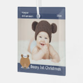 Nautisch Beer Foto Baby eerste kerst Glas Ornament (Voorkant links)