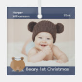 Nautisch Beer Foto Baby eerste kerst Glas Ornament (Voorkant)