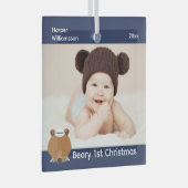 Nautisch Beer Foto Baby eerste kerst Glas Ornament (Voorkant Rechts)