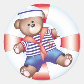 nautisch beer ronde sticker (Voorkant)