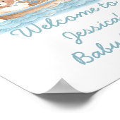 Nautisch Beer Waterverf Boat Baby shower Welkom Poster (Hoek)