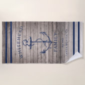 Nautisch Beige Hout Custom Family Anker Strandlaken (Voorkant)