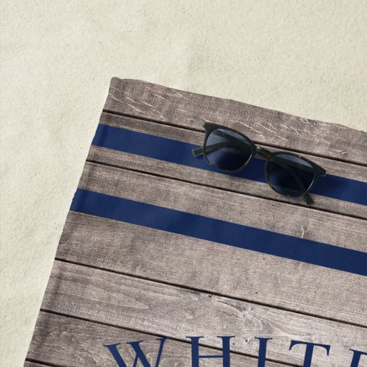 Nautisch Beige Hout Custom Family Anker Strandlaken (In situ)