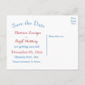 Nautisch Bewaar De Datum Vuurtoren Rood Blauw Huwe Aankondigingskaart (Achterkant)