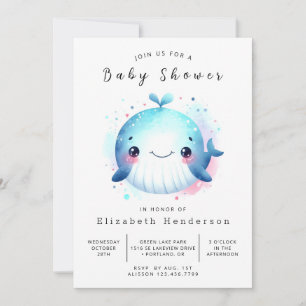 Nautisch bewerkbaar walvis Baby shower Kaart