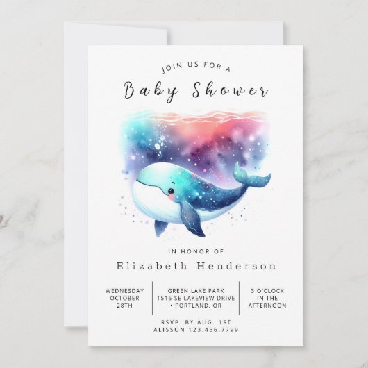 Nautisch bewerkbaar walvis Baby shower Kaart (Voorkant)