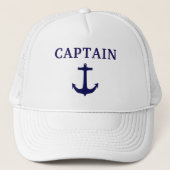 Nautisch blau anker kapiteinshoed trucker pet (Voorkant)