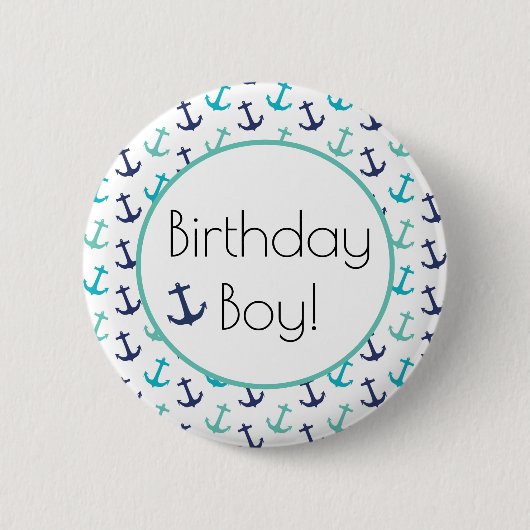 Nautisch Blau Anker Ronde Button 5,7 Cm (Voorkant)