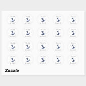 Nautisch Blau Anker Ronde Sticker (Vel)