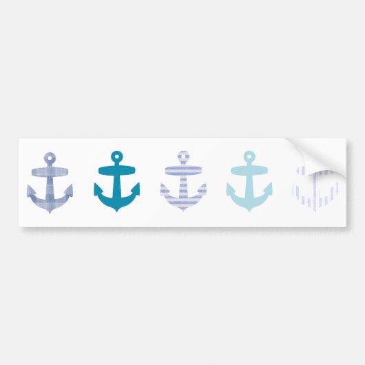 Nautisch blauw Anchors-ontwerp Bumpersticker (Voorkant)