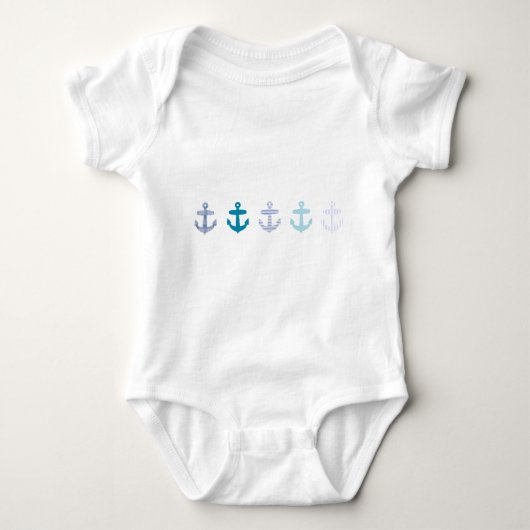 Nautisch blauw Anchors-ontwerp Romper (Voorkant)