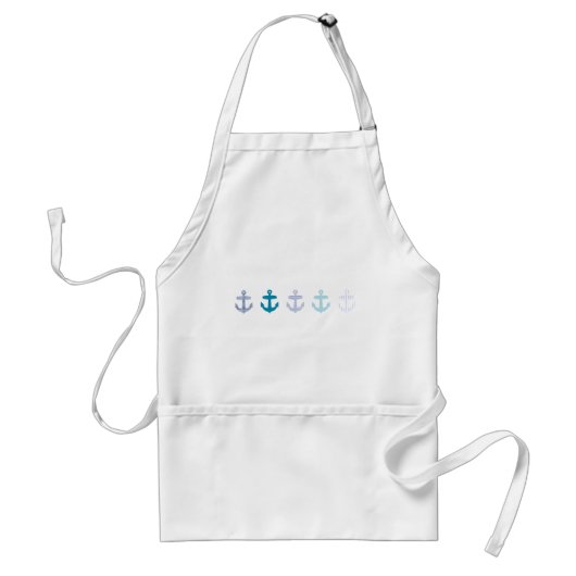 Nautisch blauw Anchors-ontwerp Standaard Schort (Voorkant)