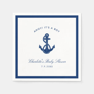 nautisch blauw anker Baby shower papier Servet