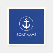 Nautisch Blauw Anker Boot Naam Cocktail Servetten (Voorkant)