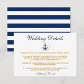 Nautisch Blauw Anker Bruiloft Details Invoegen Kaa Informatiekaartje (Voorkant / Achterkant)