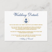 Nautisch Blauw Anker Bruiloft Details Invoegen Kaa Informatiekaartje (Voorkant)