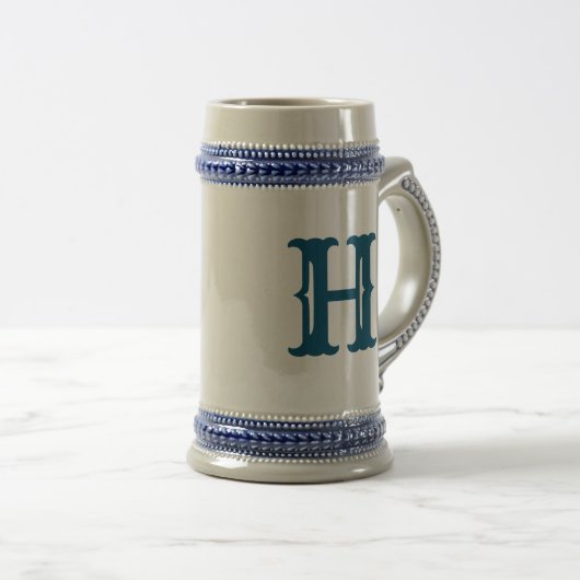 Nautisch Blauw Anker met Pap en Monogram Bierpul (Voorkant rechts)