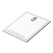 Nautisch blauw anker met rode en witte streepboog notitieblok (Linkerzijde)
