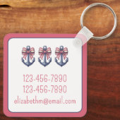 Nautisch blauw anker met rode en witte streepboog sleutelhanger (Achterkant)