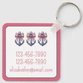 Nautisch blauw anker met rode en witte streepboog sleutelhanger (Achterkant)
