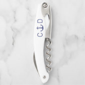 Nautisch Blauw Anker Monogram Initiaal Kurkentrekker (Achterkant)