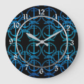 Nautisch blauw anker motif ronde wandklok (Voorkant)