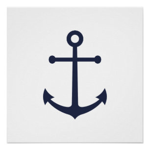 Nautisch blauw anker perfect poster