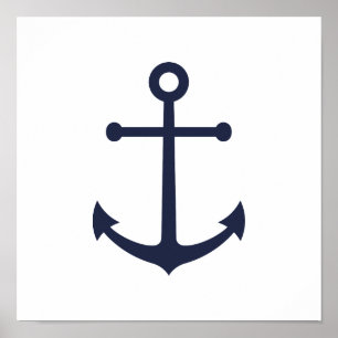 Nautisch blauw anker poster