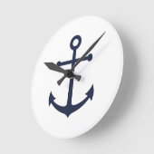 Nautisch blauw anker ronde klok (Hoek)