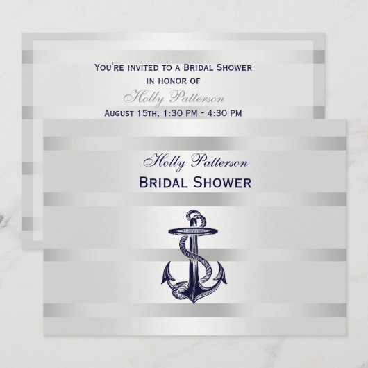 Nautisch blauw Anker Silver Wt BG H Vrijgezellenfe Kaart (Voorkant / Achterkant)