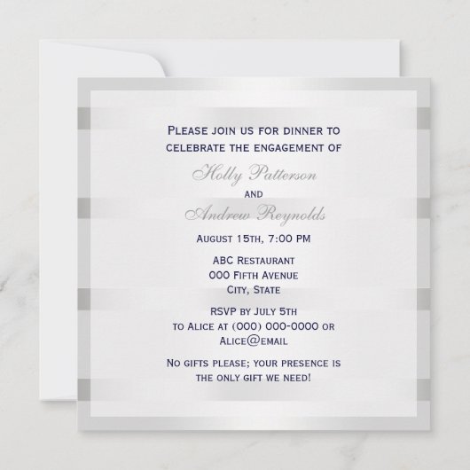 Nautisch Blauw Anker Silver Wt BG SQ Verloving Kaart (Achterkant)