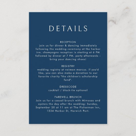 Nautisch Blauw Anker Stijlvolle Moderne Oceaan Bru Informatiekaartje (Voorkant)