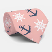 Nautisch blauw anker van de koraalmarine en wielpa stropdas (Opgerold)