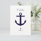 Nautisch Blauw Anker & Wit Tafelnummer Kaart (Staand voorkant)