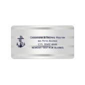 Nautisch Blauw Anker Zilver Wit BG Adres Label (Voorkant)