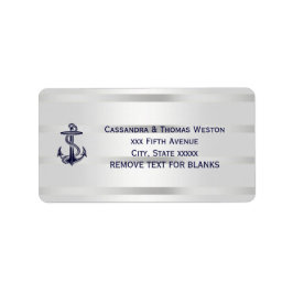 Nautisch Blauw Anker Zilver Wit BG Adres Label
