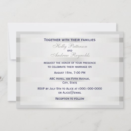 Nautisch Blauw Anker Zilver WT BG H Bruiloft Kaart (Achterkant)