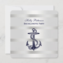 Nautisch Blauw Anker Zilver WT BG SQ Bachelorette Kaart