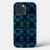 Nautisch blauw ankerpatroon Case-Mate iPhone case (Achterkant)