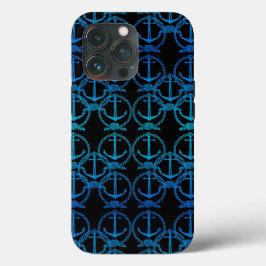 Nautisch blauw ankerpatroon Case-Mate iPhone case