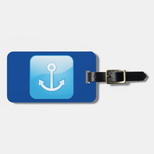 Nautisch blauw ankerpictogram Modern Maritime Bagagelabel (Voorkant horizontaal)