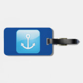 Nautisch blauw ankerpictogram Modern Maritime Bagagelabel (Achterkant horizontaal)