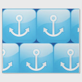 Nautisch blauw ankerpictogram Modern Maritime Cadeaupapier (Vlak)
