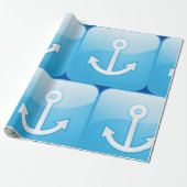 Nautisch blauw ankerpictogram Modern Maritime Cadeaupapier (Uitgerold)