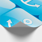 Nautisch blauw ankerpictogram Modern Maritime Cadeaupapier