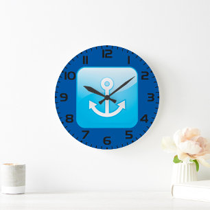 Nautisch blauw ankerpictogram Modern Maritime Grote Klok