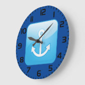 Nautisch blauw ankerpictogram Modern Maritime Grote Klok (Hoek)