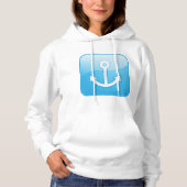 Nautisch blauw ankerpictogram Modern Maritime Hoodie (Voorkant)