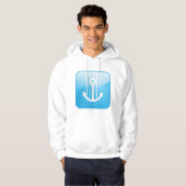 Nautisch blauw ankerpictogram Modern Maritime Hoodie (Voorkant volledig)