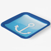 Nautisch blauw ankerpictogram Modern Maritime Papieren Bordje (Gebogen)